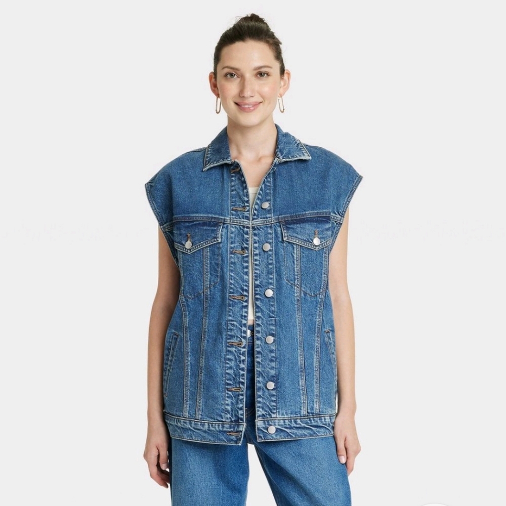 Universal Thread Blue Denim Sleeveless Jacket Vest